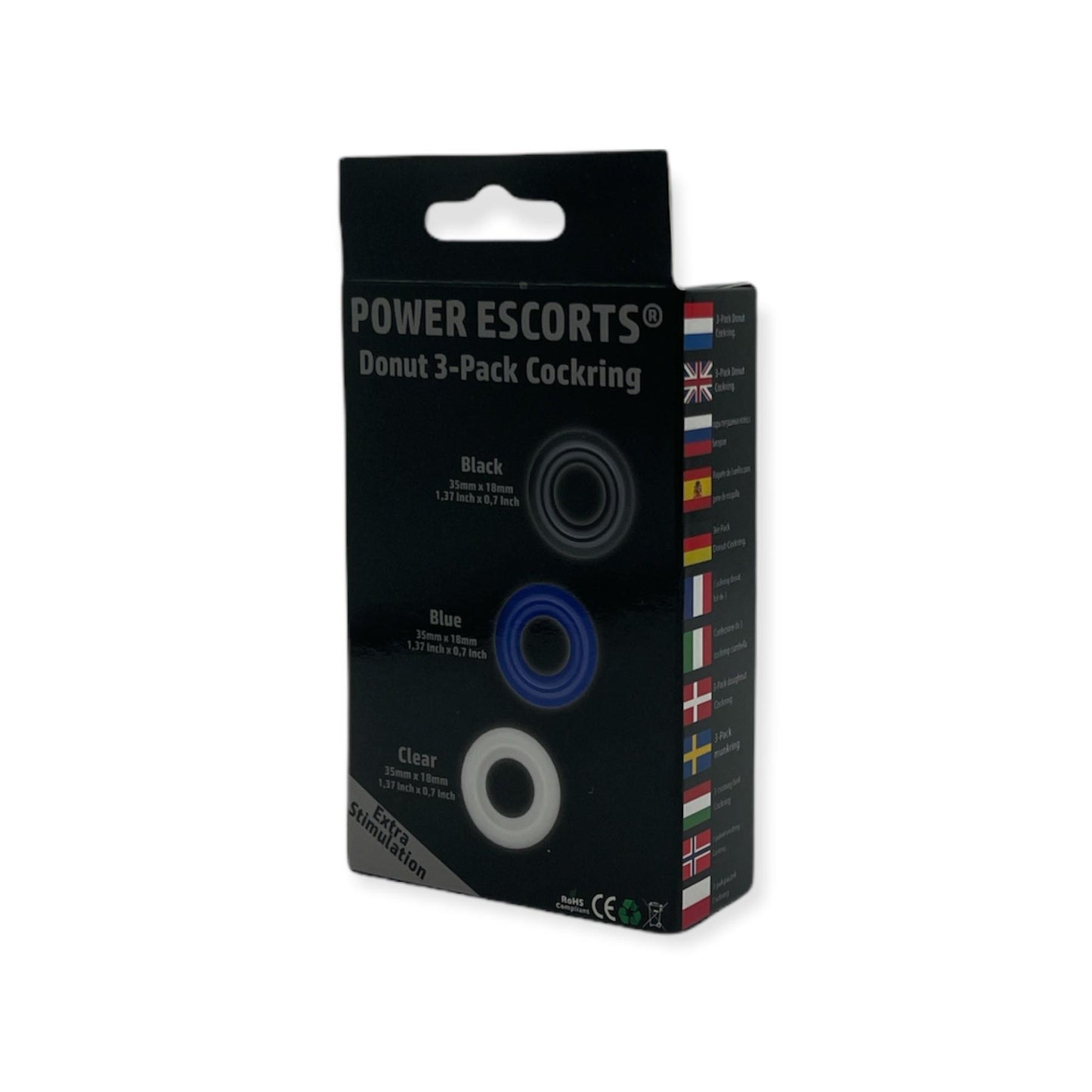6-Ring-Donut Cockring 3 Pack-3 colors blue/clear/black-6