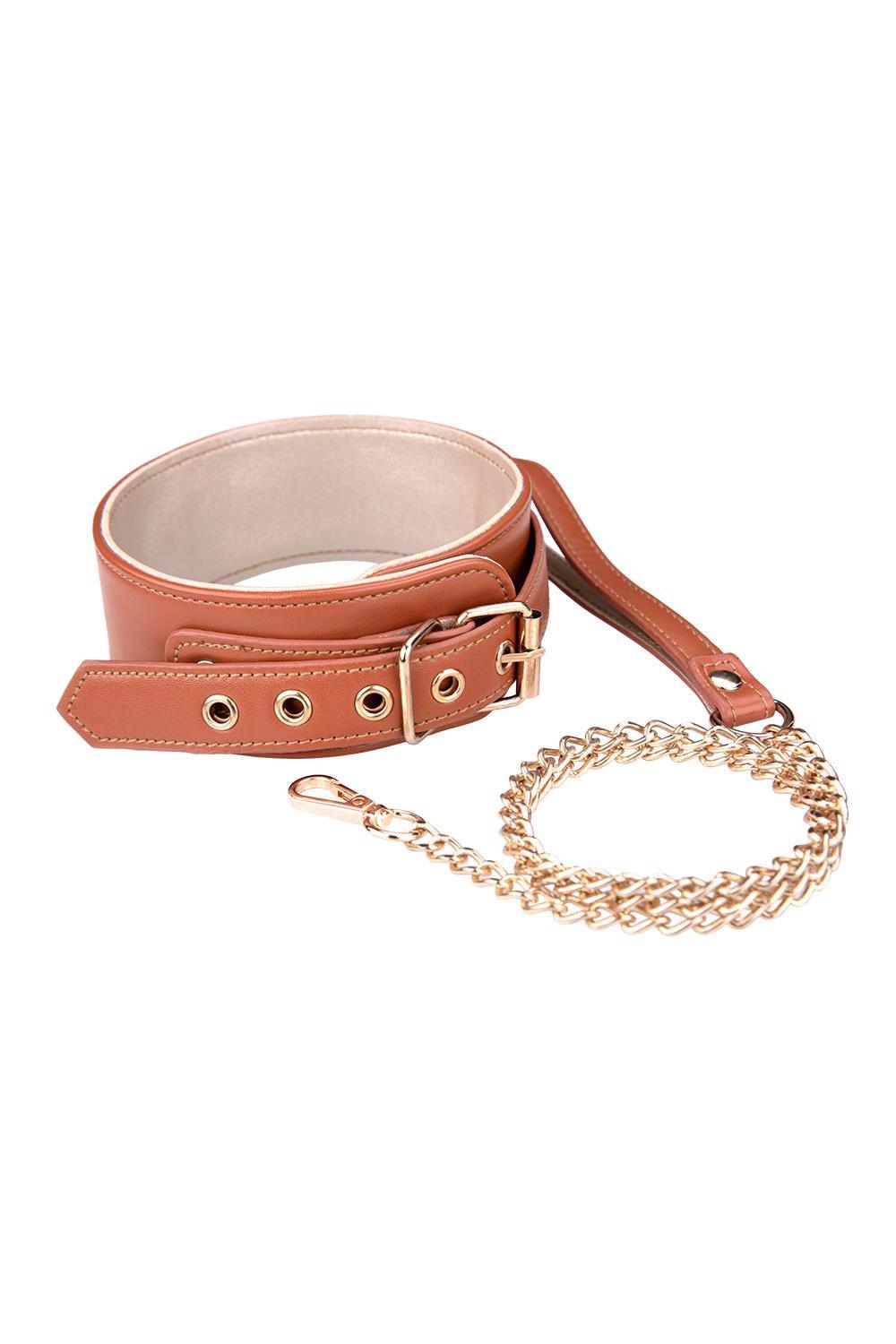 2-BLAZE ELITE COLLAR AND CHAIN COGNAC VEGAN LEATHER-2