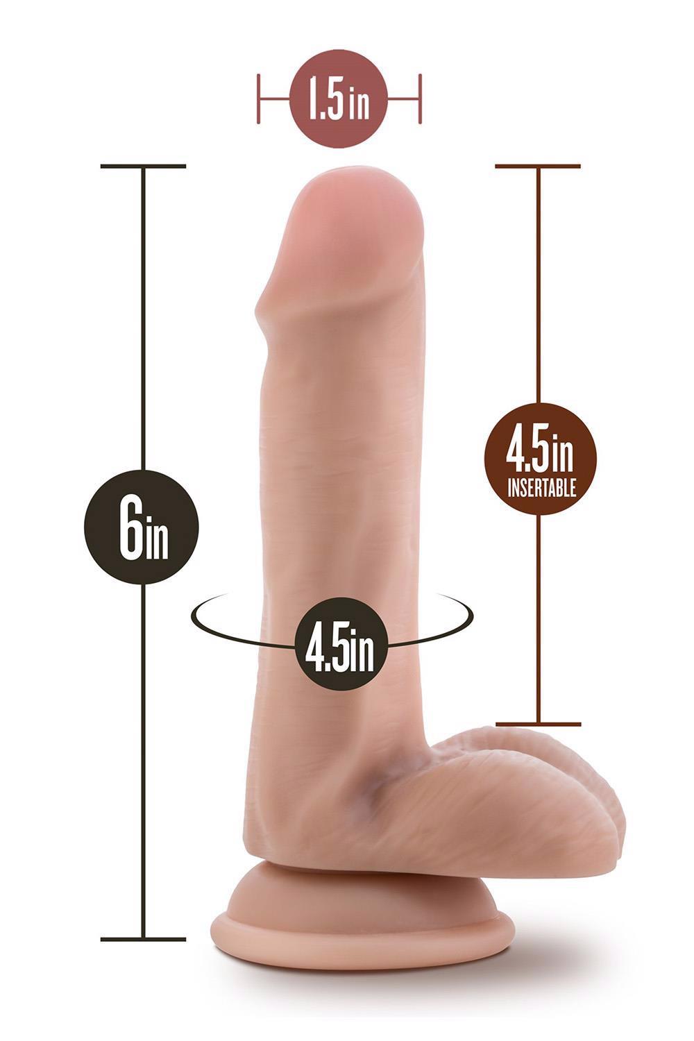 5-DR. SKIN PLUS 6 INCH POSABLE DILDO WITH BALLS VANILLA-5