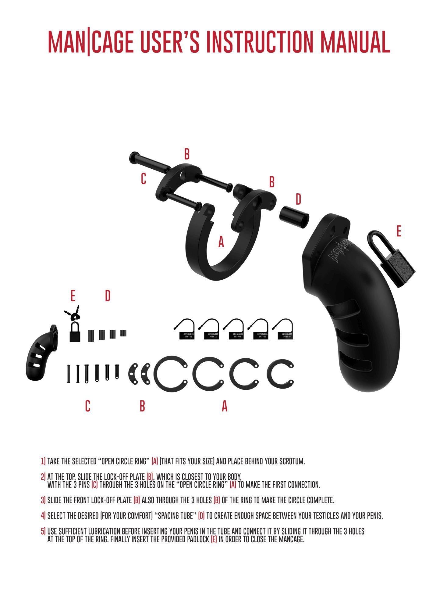 6-Model 21 - Chastity - 4.5"""" - Silicone Cock Cage - Black-6