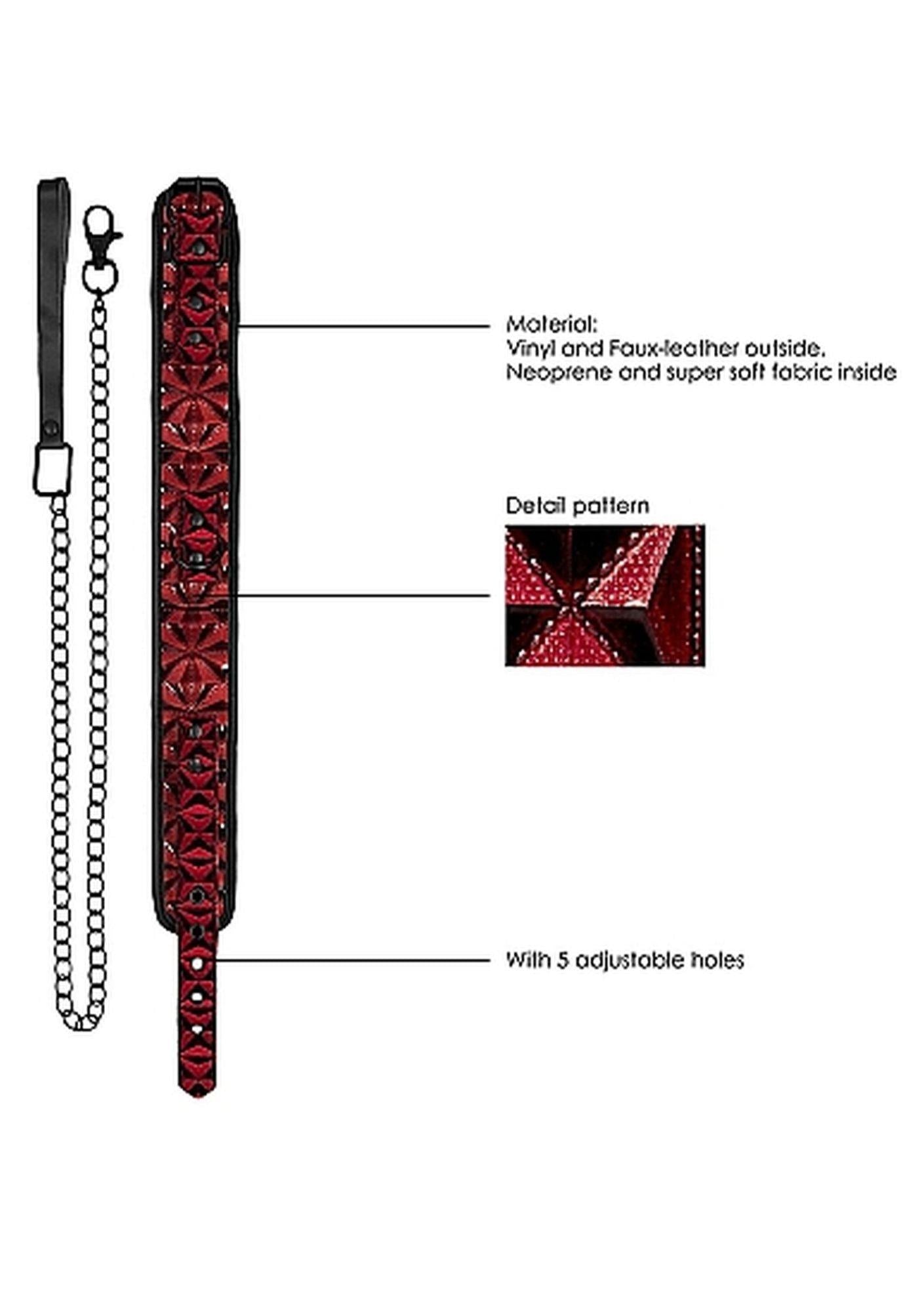 6-Luxury Collar with Leash - Burgundy-6