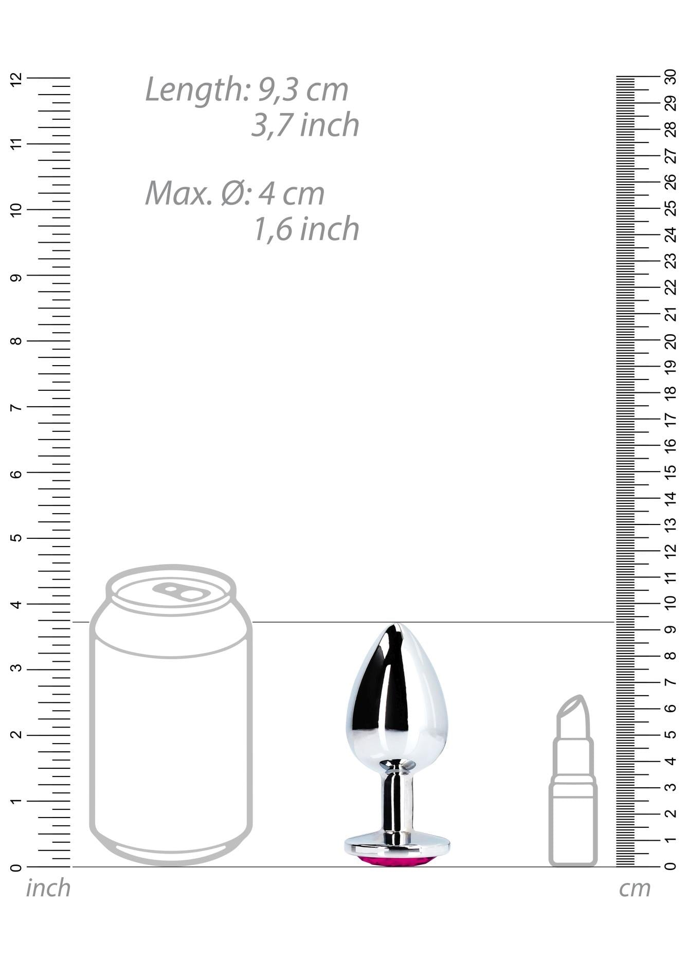 9-SREBRNA ZATYCZKA PLUG ANALNY KOREK METALOWY Z DIAMENTEM 9,3 CM-9