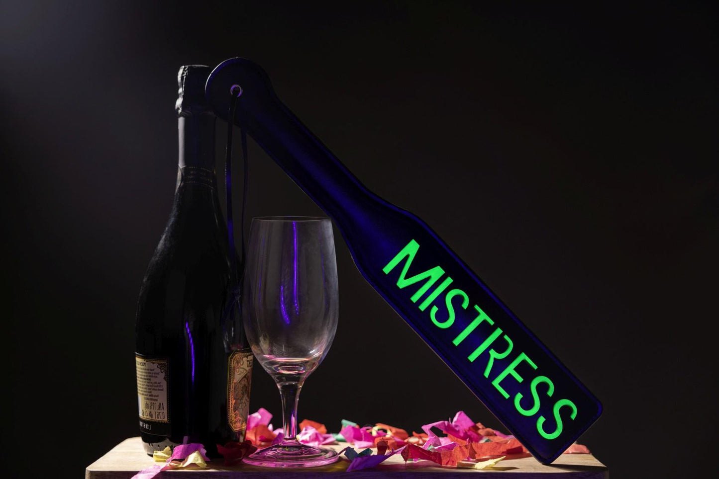 7-'Mistress'' Paddle - Glow in the Dark - Black/Neon Green-7