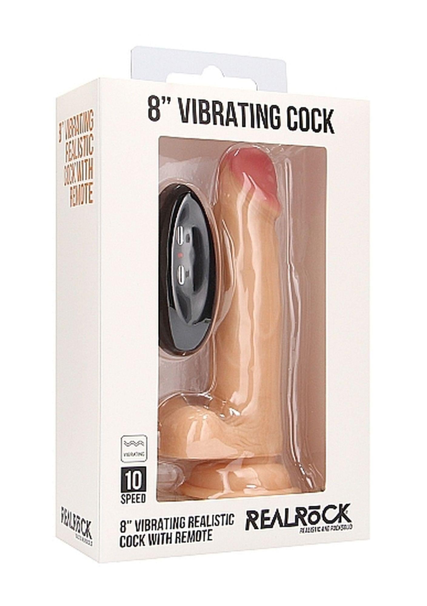 2-Vibrating Realistic Cock - 8" - With Scrotum - Skin-2