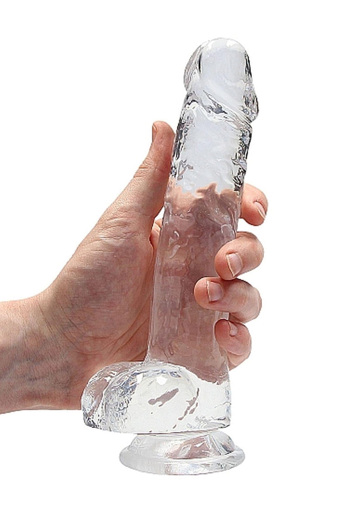 7-Przezroczyste dildo gumowe z prostym trzonem 21cm-7