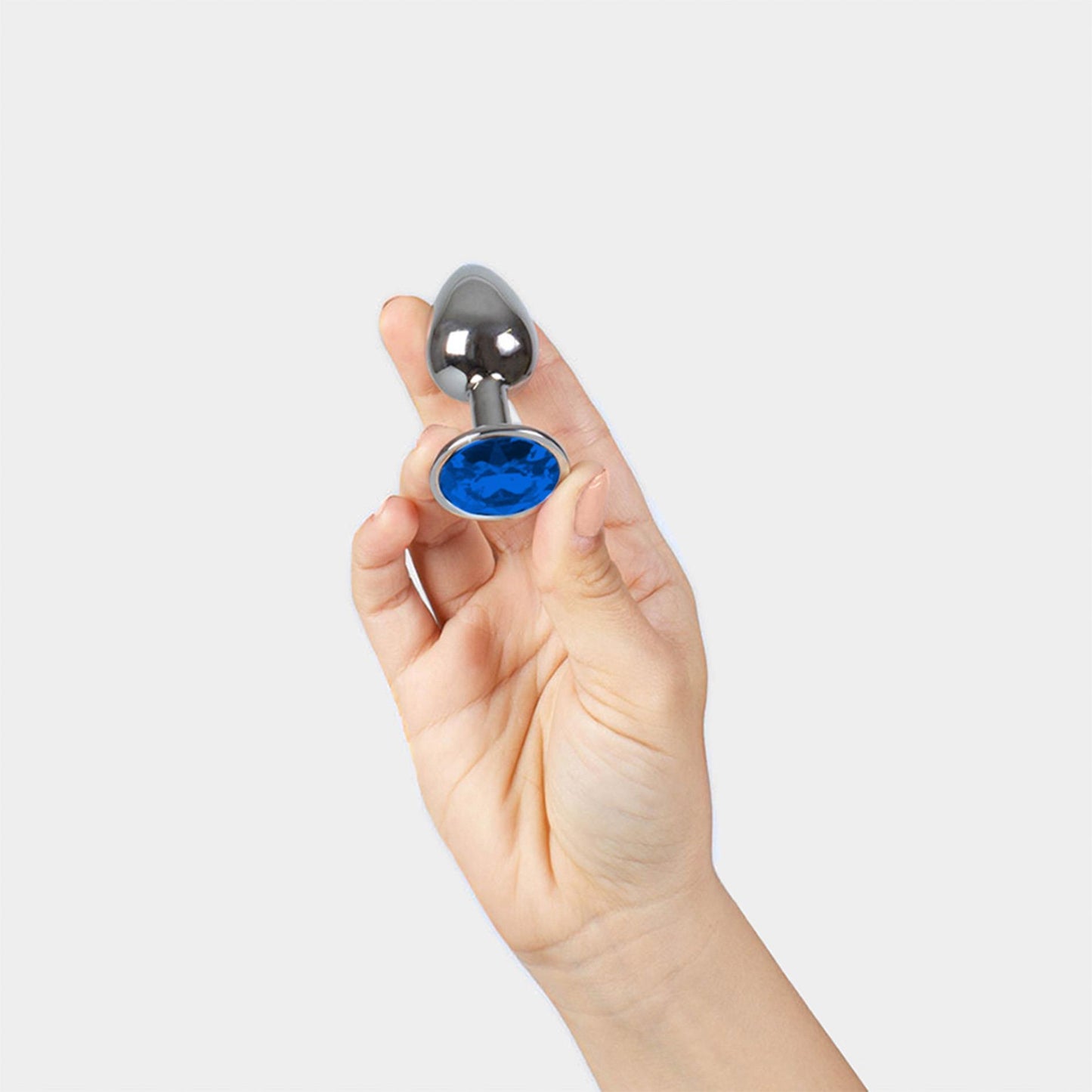 2-BLUE JEWELLED METAL BUTT PLUG-2