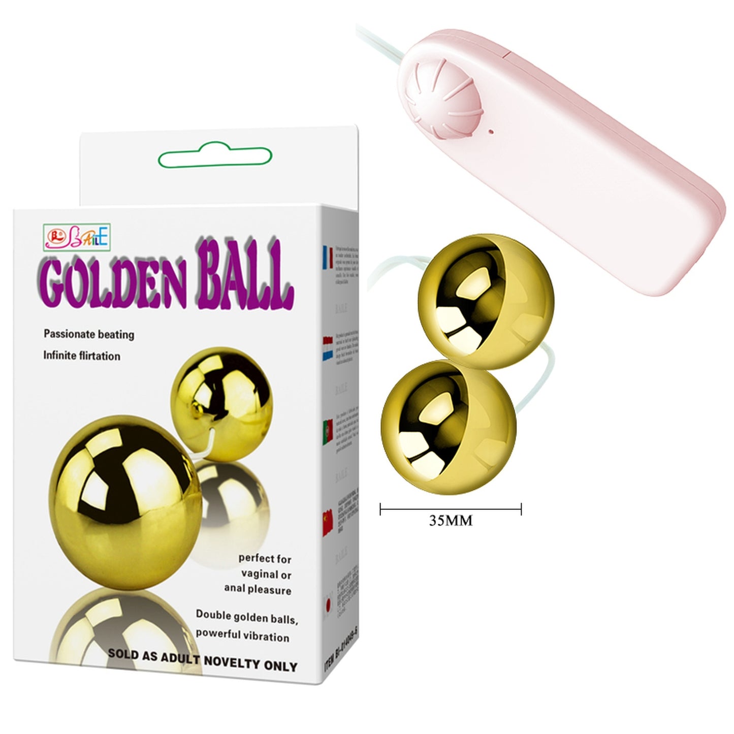 10-Wibrujące dwie kule gejszy na pilota golden ball-10