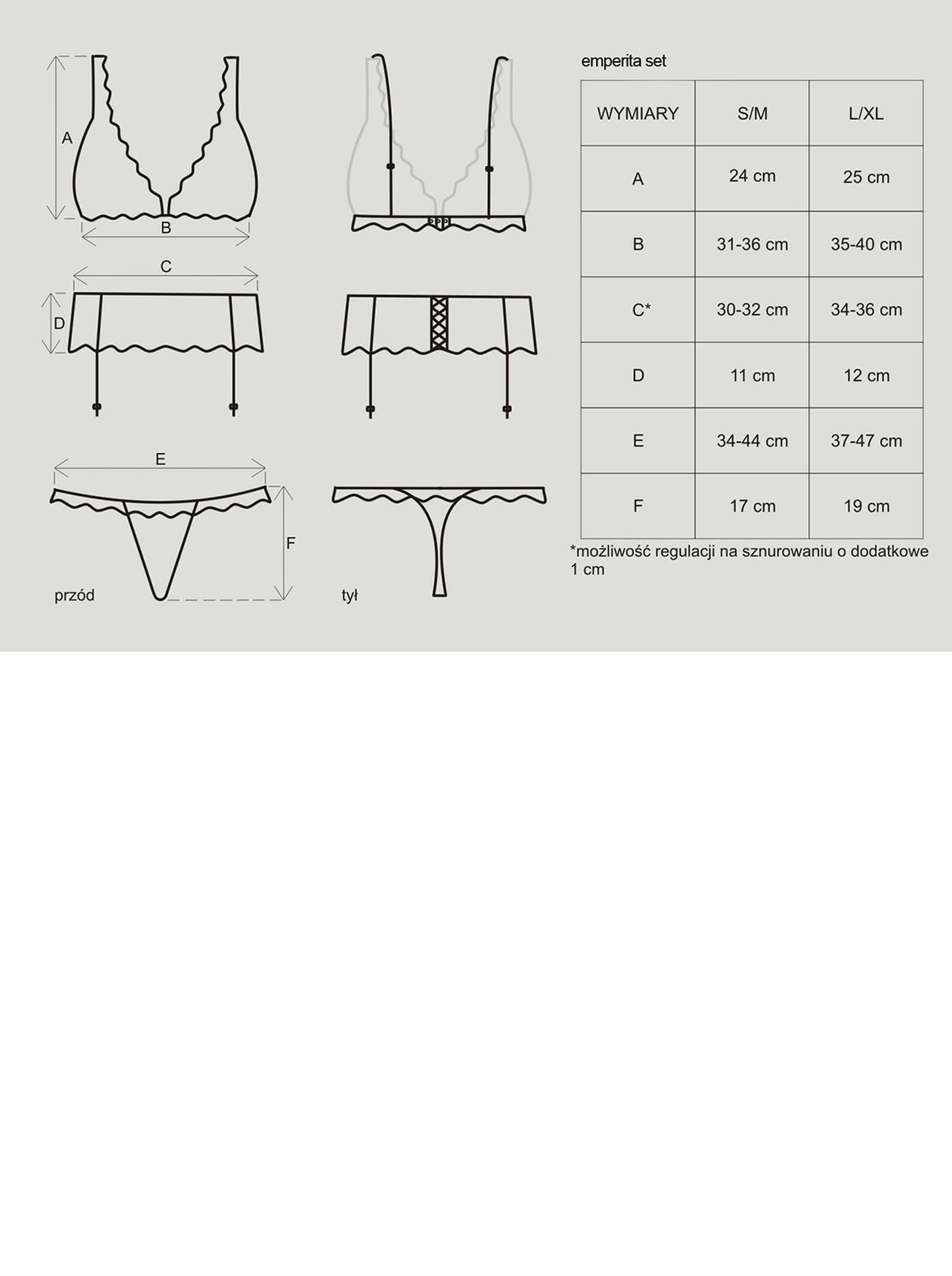 3-Pas stringi biustonosz sex komplet emperita s/m-3