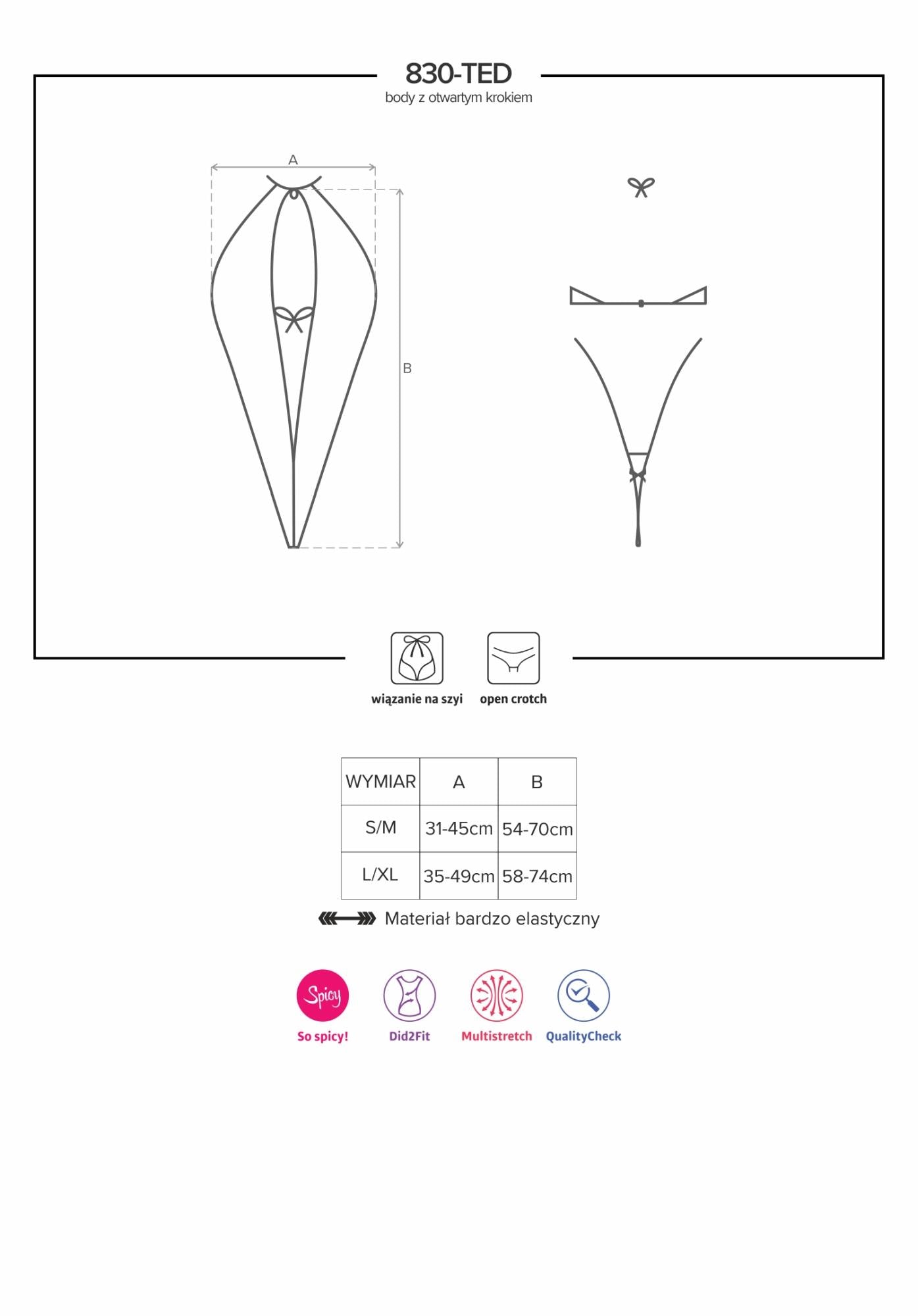 4-Body z otwartym wyciętym krokiem obsessive l/xl-4
