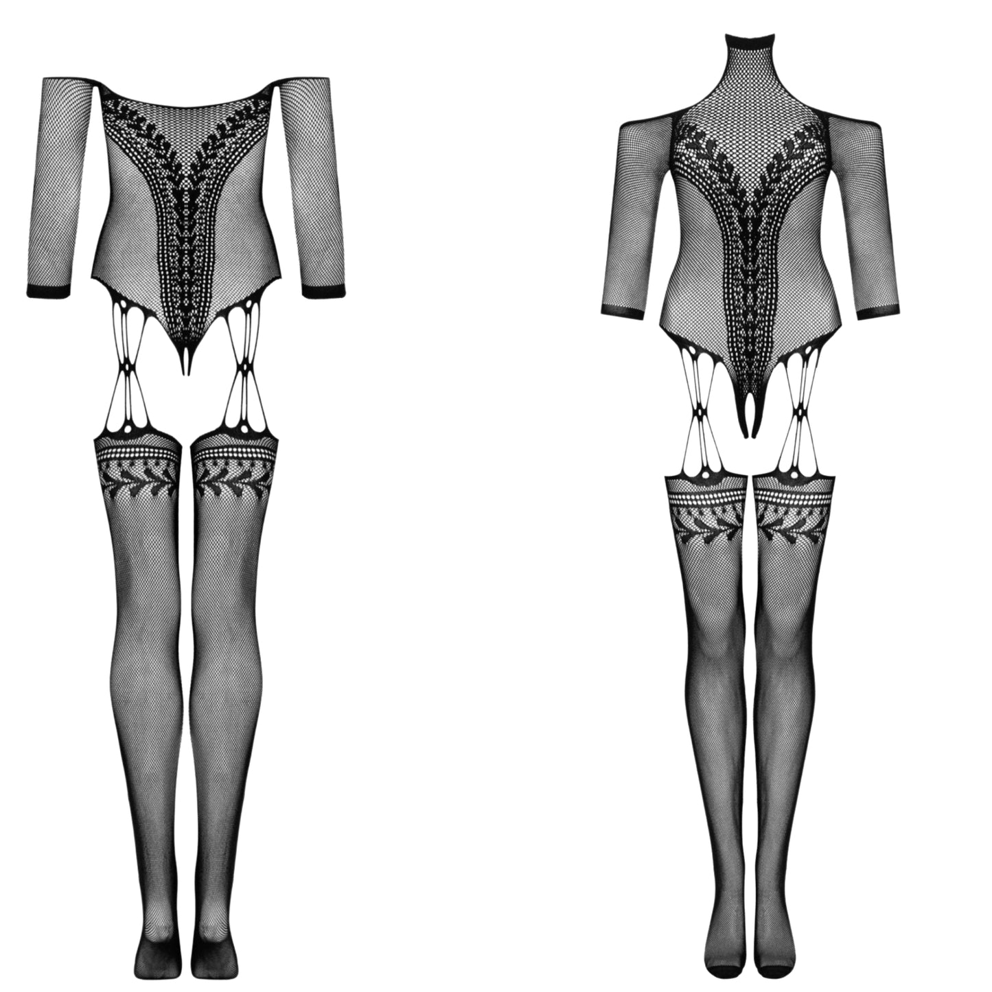 11-Strój erotyczny koronka bodystocking czarne S/M/L-11