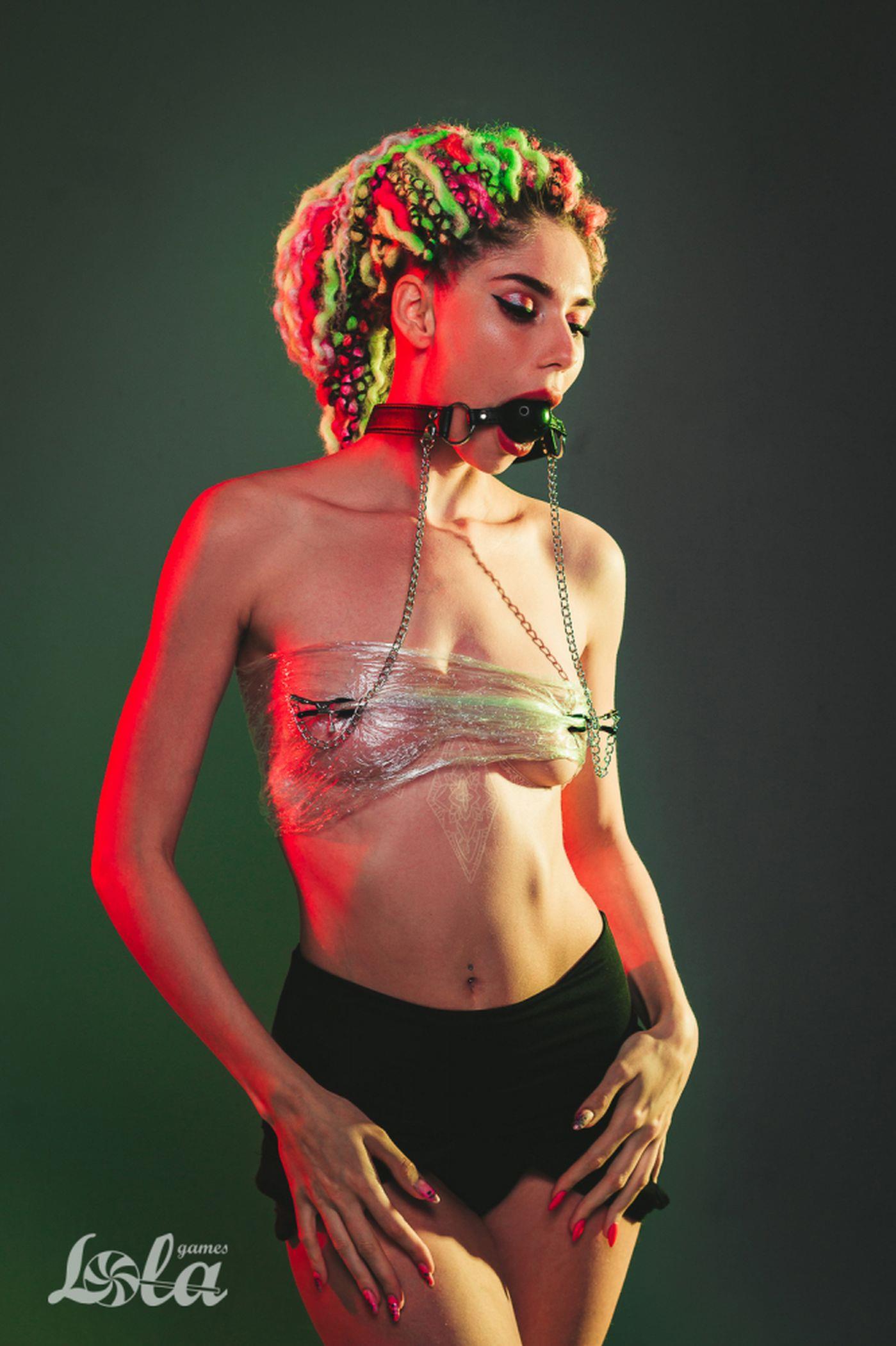 6-Knebel z zaciskami łańcuszkami na sutki sex bdsm-6