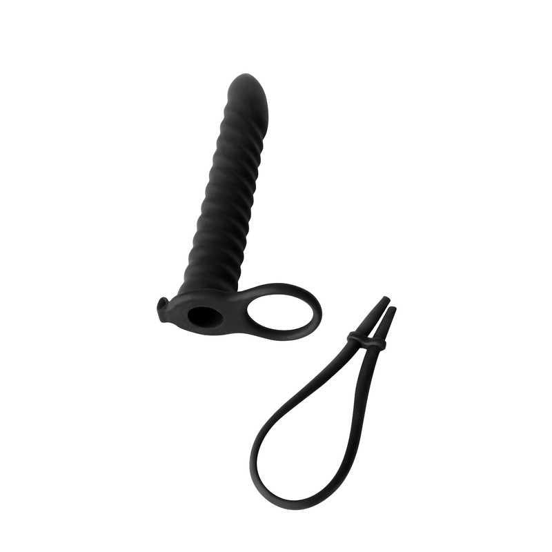 5-Czarne dildo pierścień do podwójnej penetracji-5