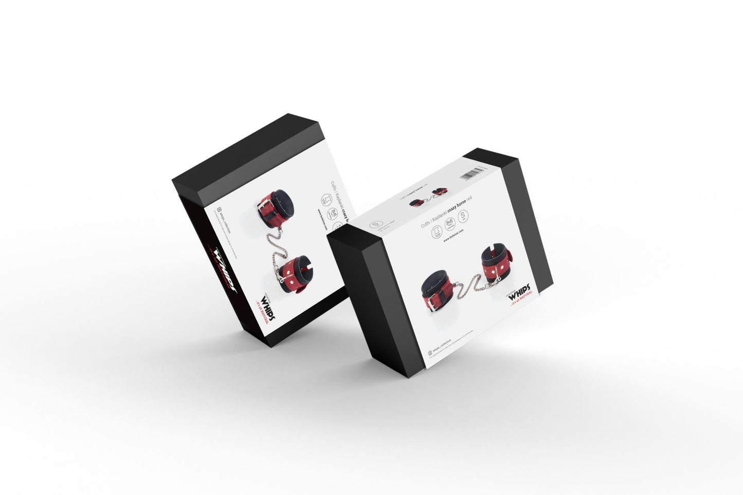 2-Kajdanki- Cuffs Crazy Horse Red, Small-2