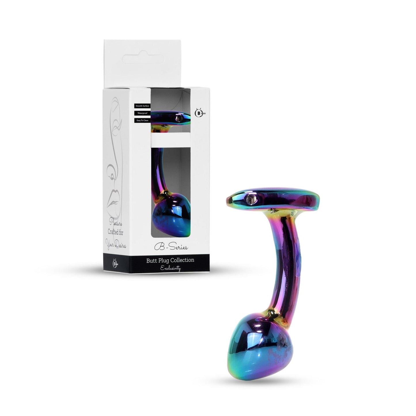 1-Metalowy plug analny Jewellery Multicolour Curved rozmiar S-1