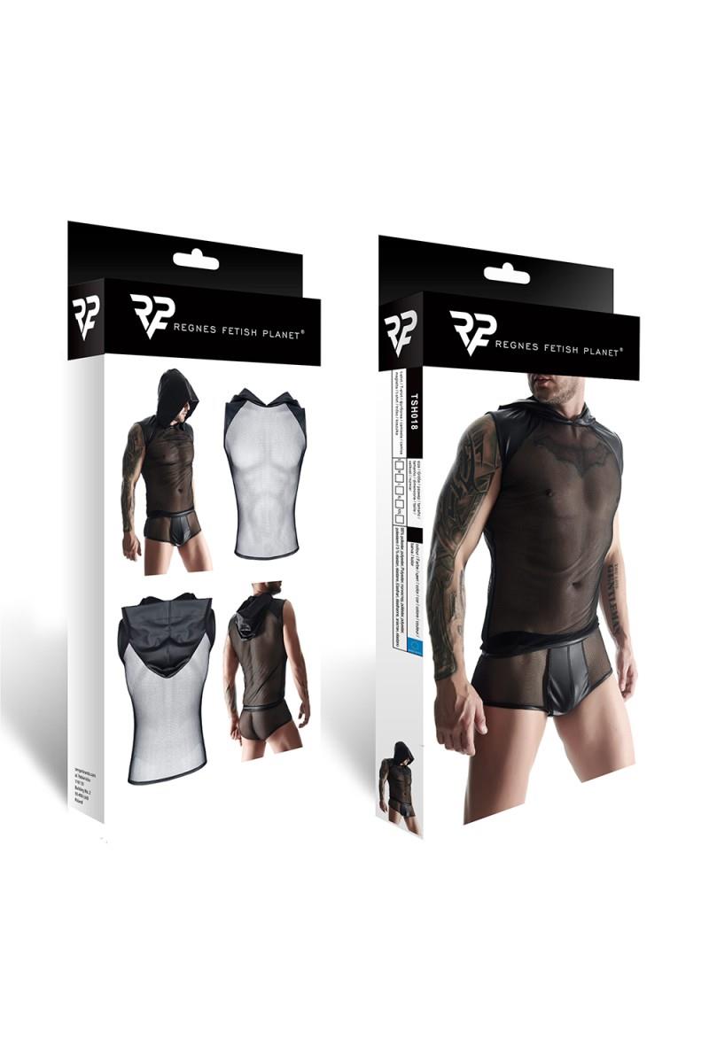 6-męski t-shirt bez rękawów, z kapturem M-6