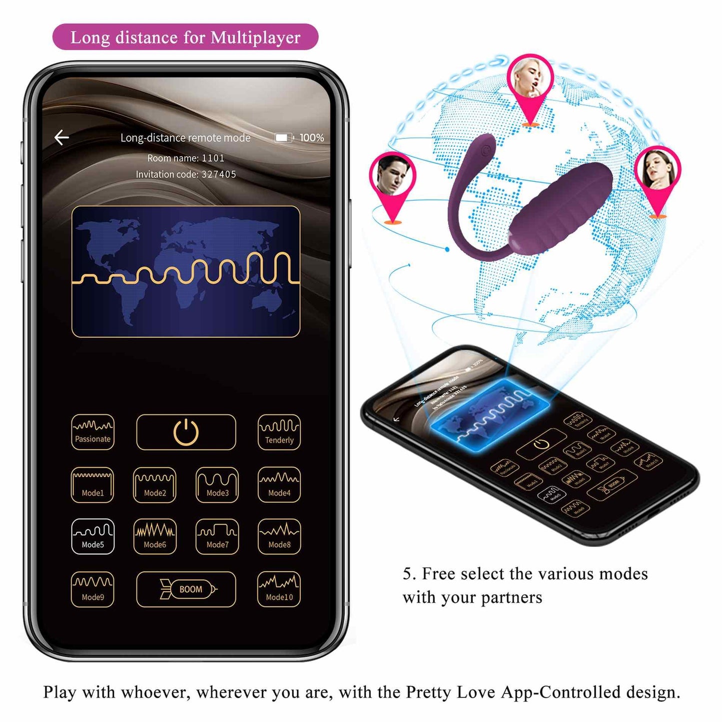 18-PRETTY LOVE - CASPER Purple 12 vibration functions Mobile APP remote control-18