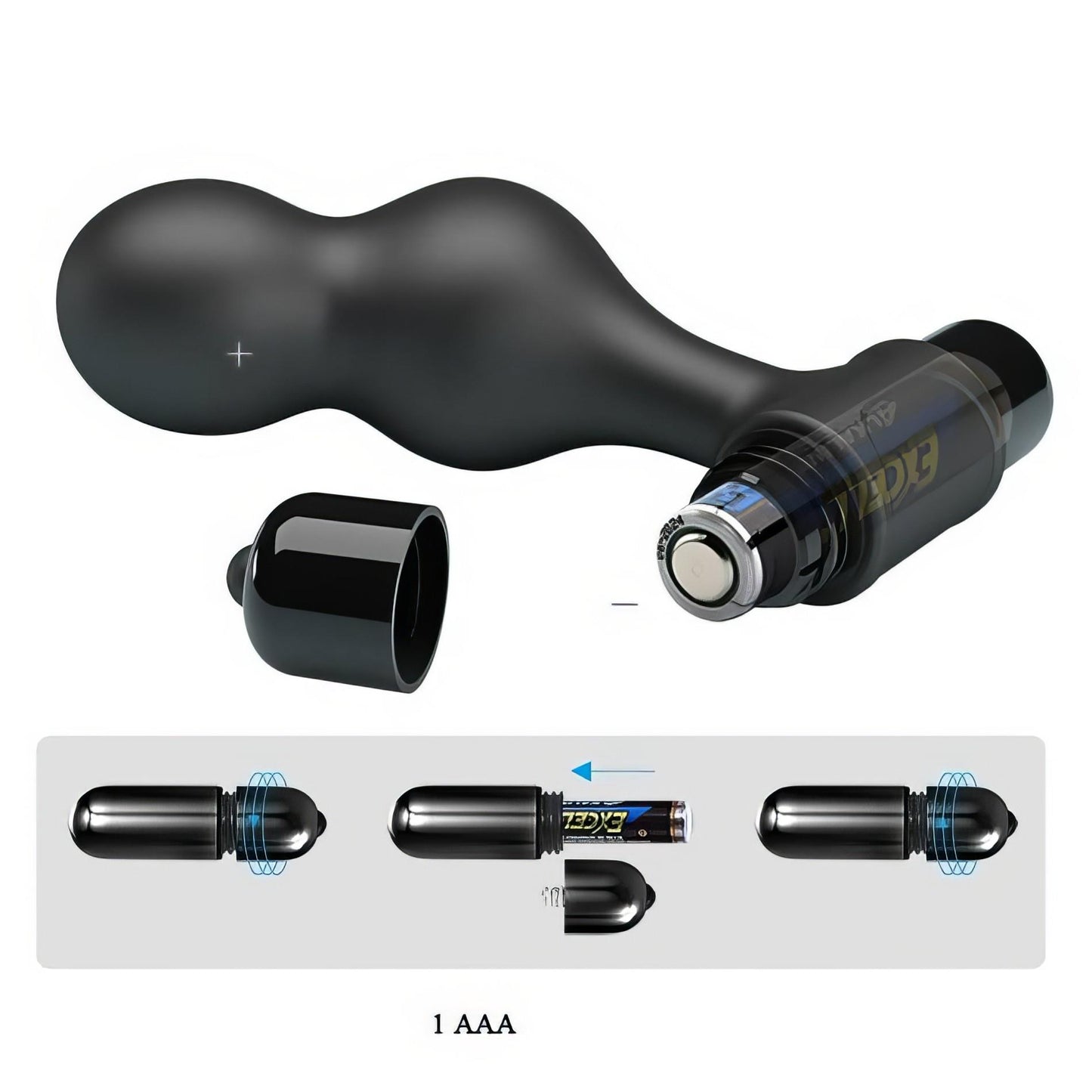 5-Mr. Play Silicone Anal Plug, 10 functions of vibration Black-5