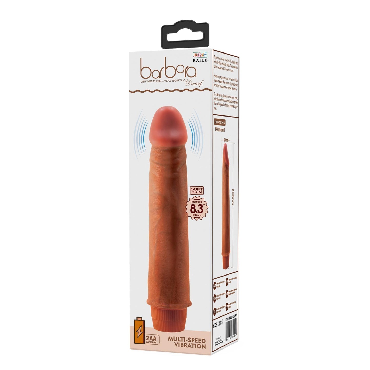 12-Wibrator barbara Dwarf 8.3'', MULTI-SPEED VIBRATION, 2 AA batteries-12