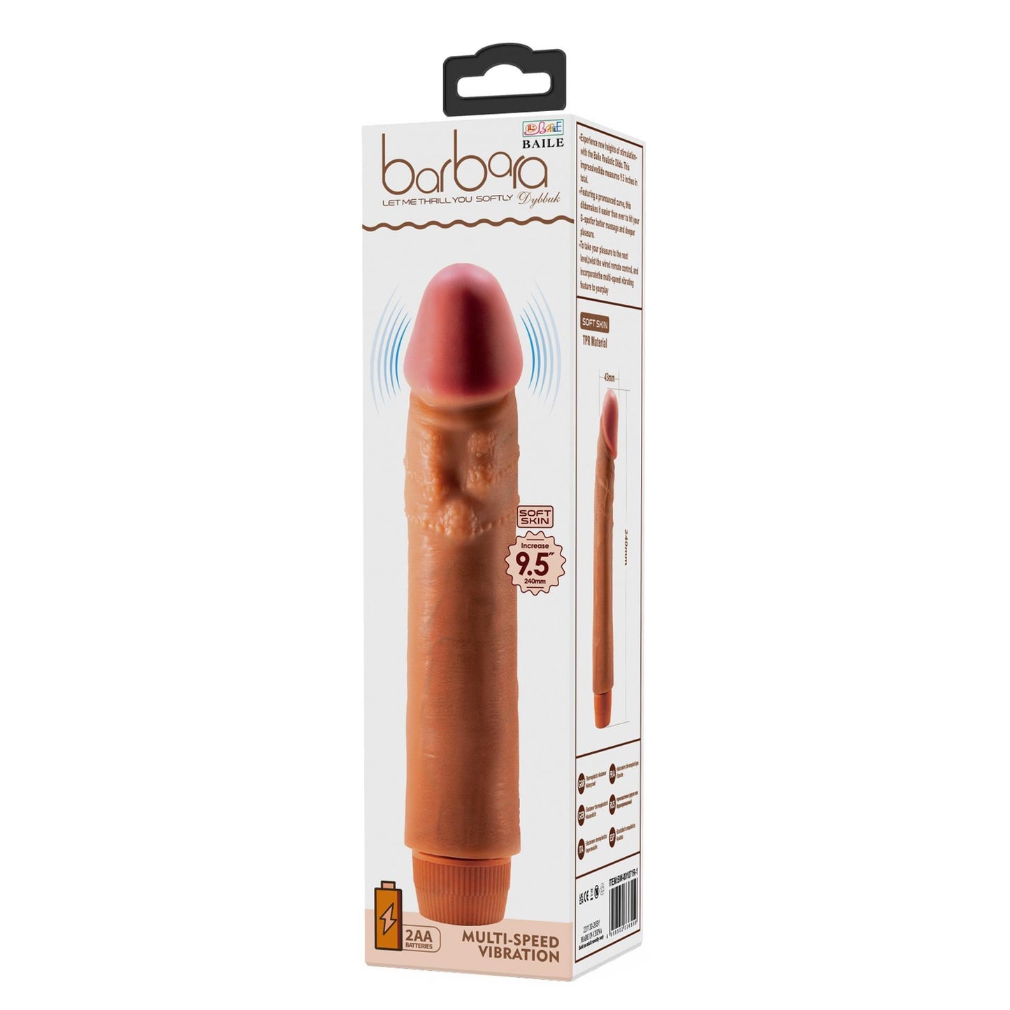 12-BAILE - barbara Dybbuk 9.5'', MULTI-SPEED VIBRATION, 2 AA batteries-12
