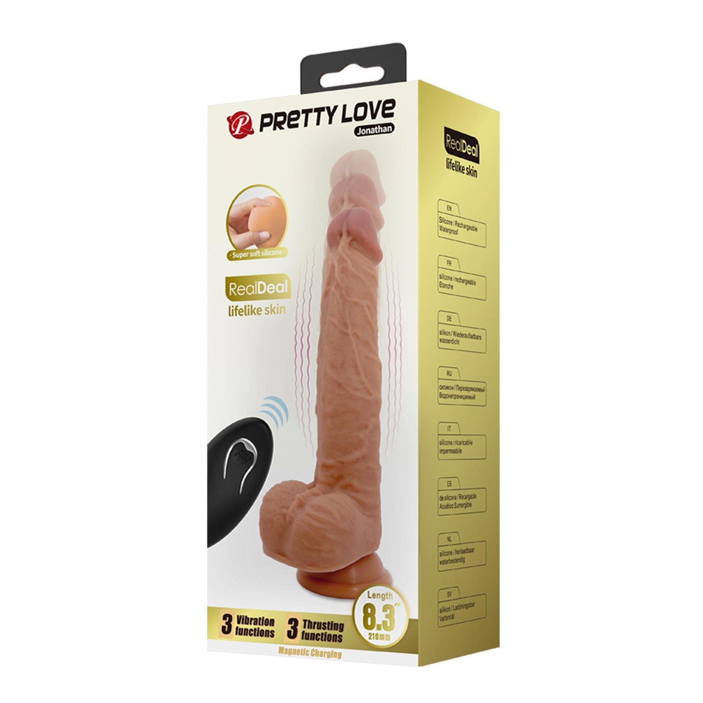 11-PRETTY LOVE - Jonathan 8,3'' Light Brown, 3 vibration functions Thrusting Wireless remote control-11