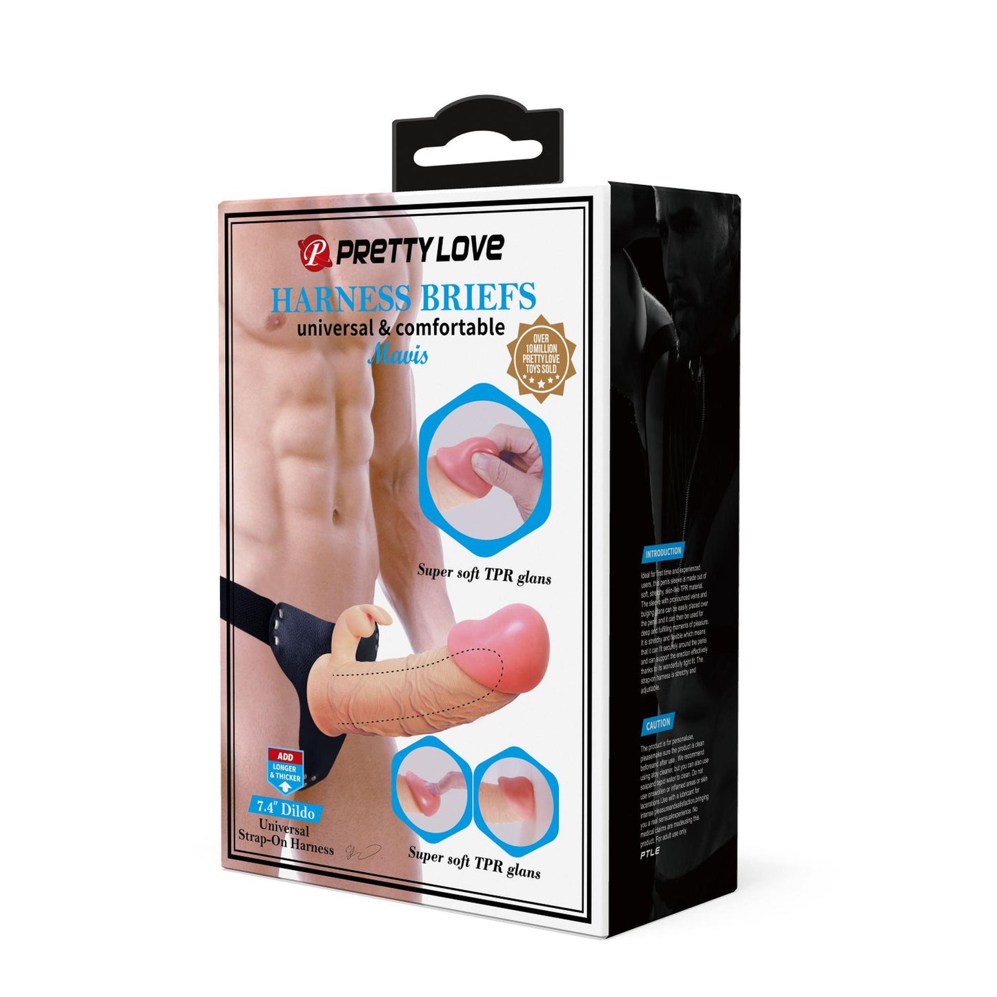10-PRETTY LOVE - Mavis Flesh, Universal Strap-On Harness, Dildo 7.4'' TPR-10