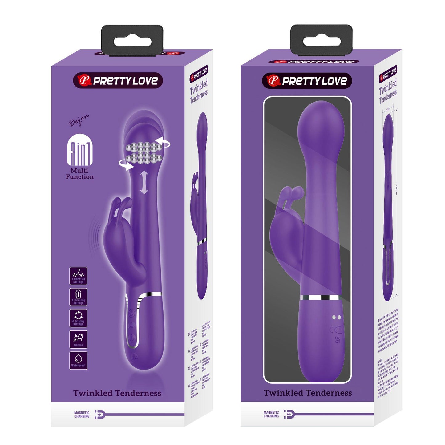 12-PRETTY LOVE - Dejon dark Purple, 7 vibration functions 4 thrusting settings 4 rotation functions-12
