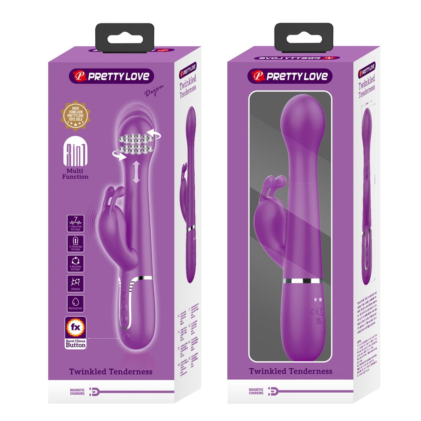 12-PRETTY LOVE - Dejon Purple, 7 vibration functions 4 thrusting settings 4 rotation functions-12