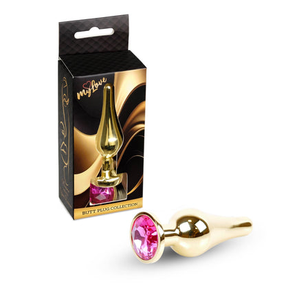 3-Biżuteria analna stalowa MyLove Toys z diamentem różowa 9,5 cm-3