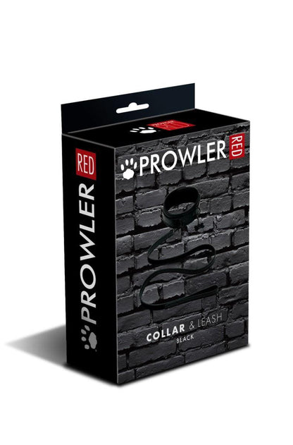 1-Zestaw obroża i smycz Prowler RED ekoskóra regulowana-1