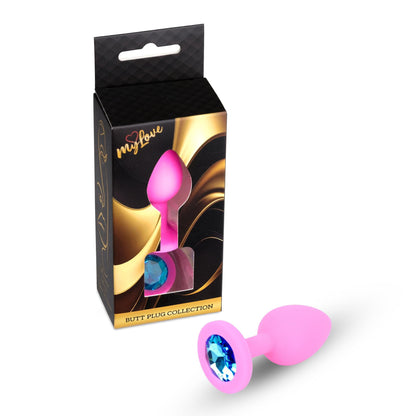 2-Korek analny silikonowy z diamentem MyLove Toys różowy 7 cm-2