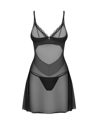 1-Koszulka nocna Obsessive Stelisa czarna z stringami L/XL-1