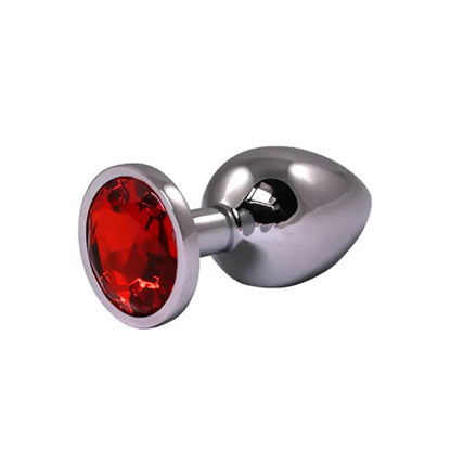 1-Korek analny Fantasy srebrny mały z czerwonym diamentem 7 cm-1