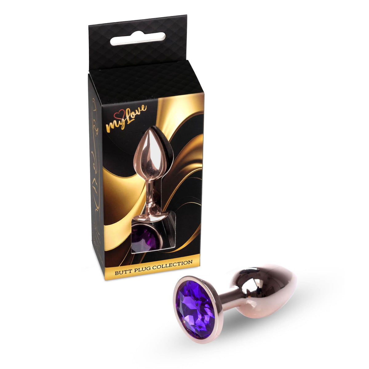 1-Korek analny stalowy z diamentem MyLove Toys fioletowy 7 cm-1