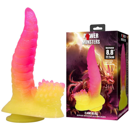1-Dildo silikonowe żłobione Power Monsters Flamebeast 22,5 cm-1