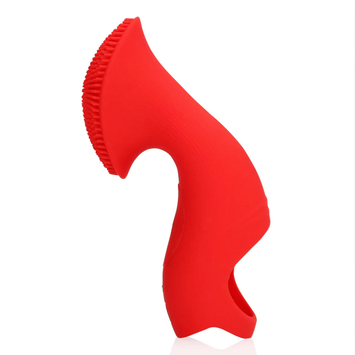 4-Mini wibrator na palec teksturowany Loveline czerwony 12 cm-4