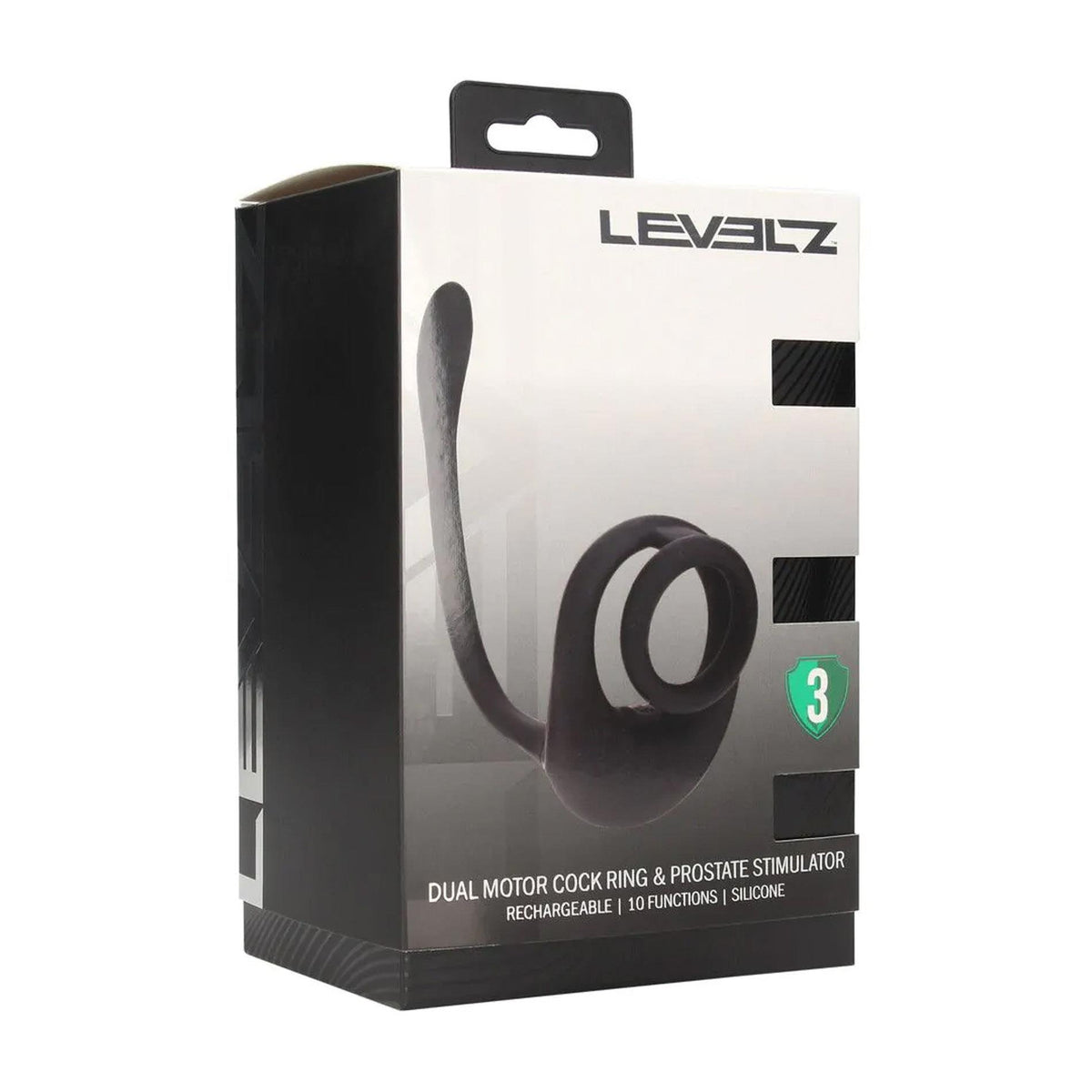 4-Dual Motor Silicone Cockring with Prostate Stimulator - Black-4