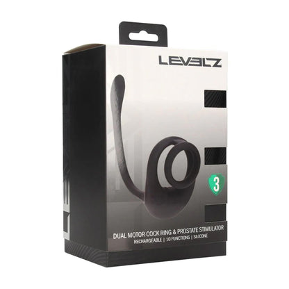 4-Dual Motor Silicone Cockring with Prostate Stimulator - Black-4