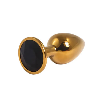 1-Złoty mały korek analny z czarnym diamentem Fantasy 7 cm-1