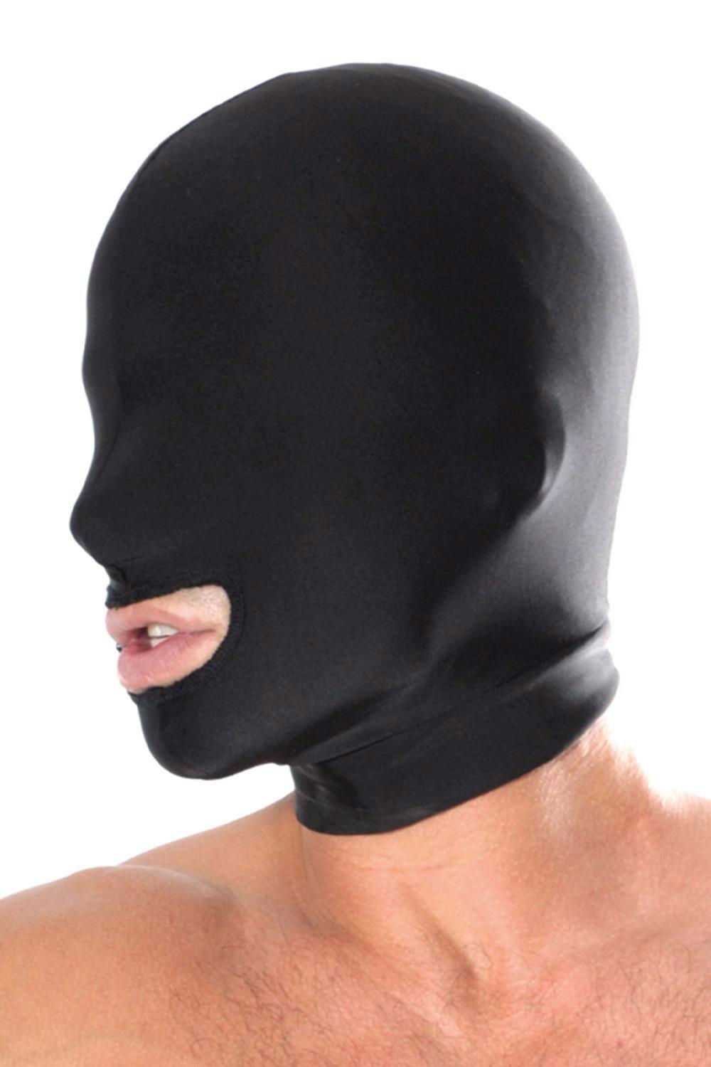 1-Kaptur z otworem na usta Fetish Fantasy Series spandex czarny-1