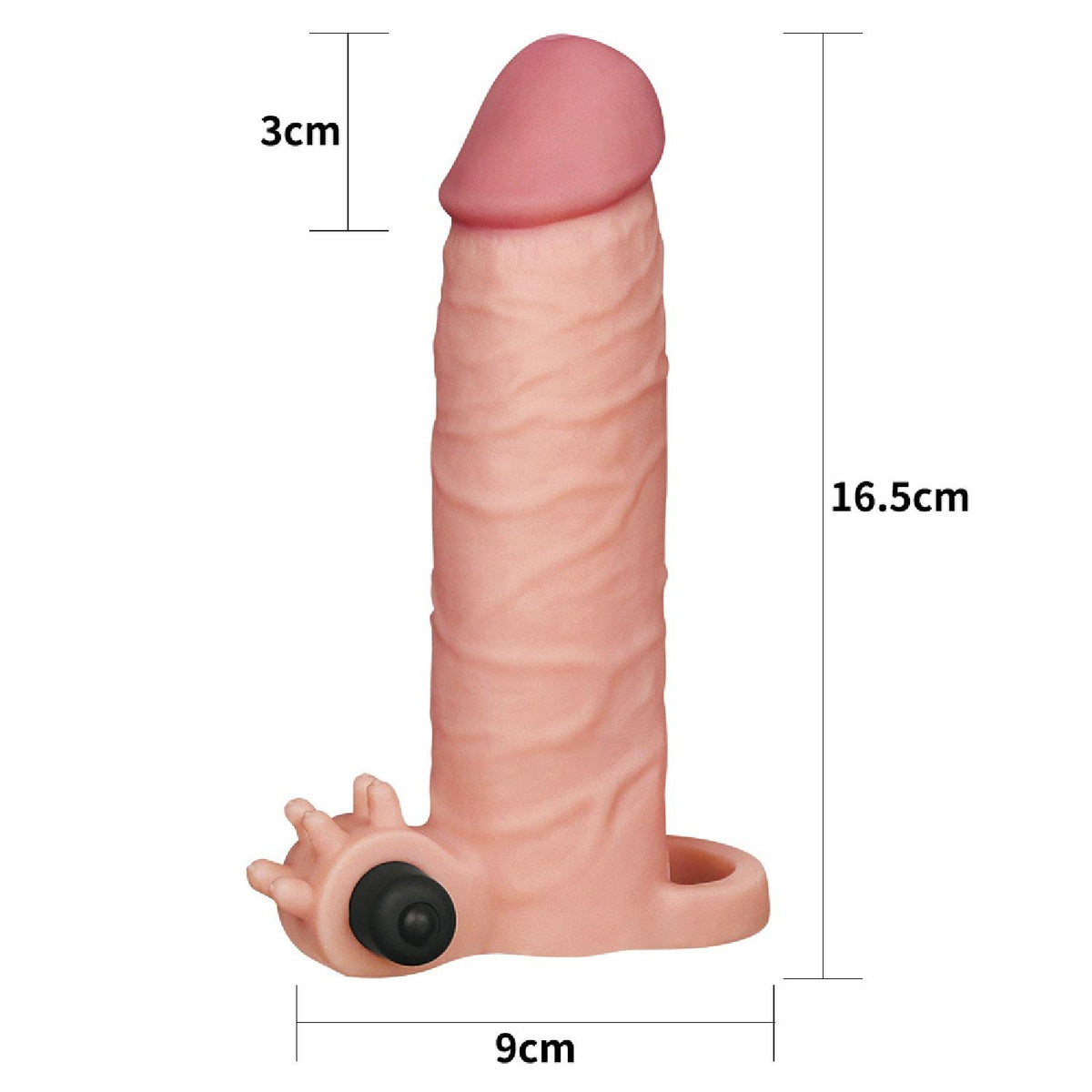 3-Add 2"" Pleasure X Tender Vibrating Penis Sleeve Flesh-3