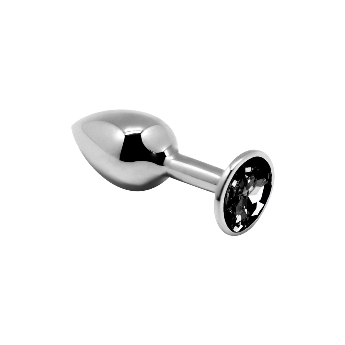 1-Mini metalowy korek analny Alive czarny z kryształem 7 cm-1