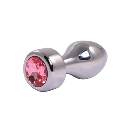 2-Korek analny srebrny z różowym diamentem Fantasy 7,7 cm-2