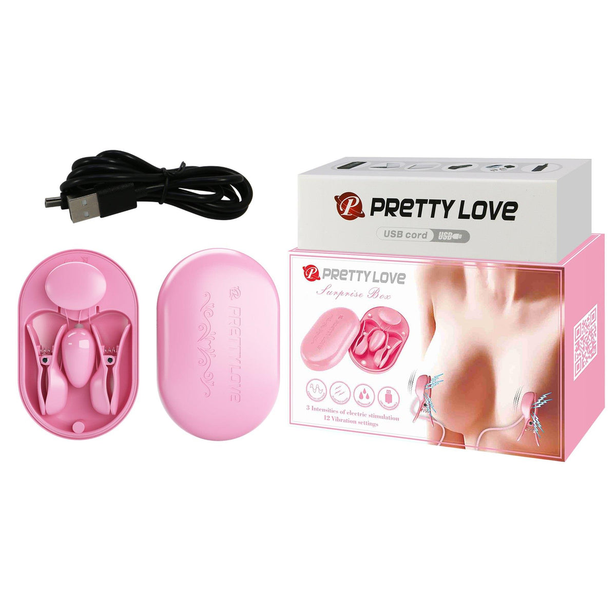 4-PRETTY LOVE - Surprise Box Pink, 12 vibration functions 3 electric shock functions-4