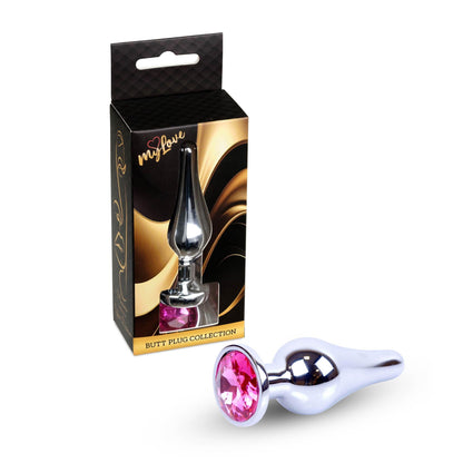 3-Biżuteria analna srebrna z różowym diamencikiem MyLove Toys 9.5 cm-3