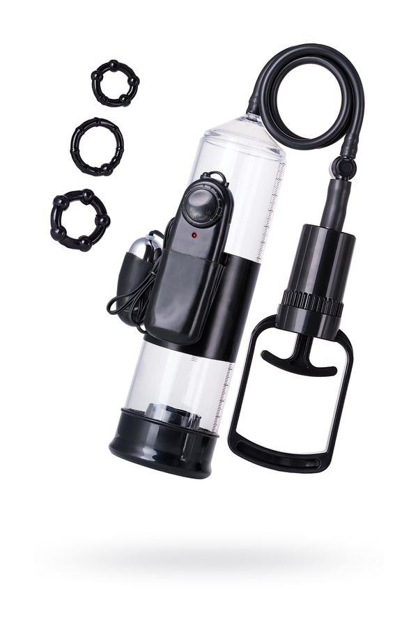 1-Pompka do penisa z wibracją A-Toys transparentna czarna 22,8 cm-1
