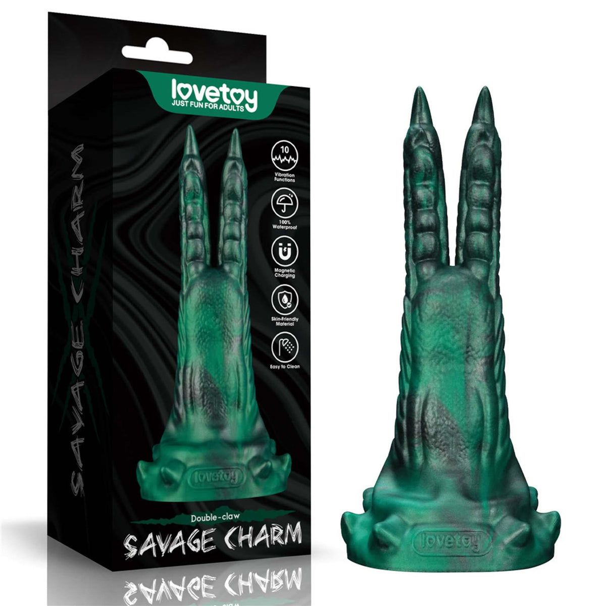 3-Dildo wibrujące podwójne pazury silikonowe Lovetoy 19 cm-3