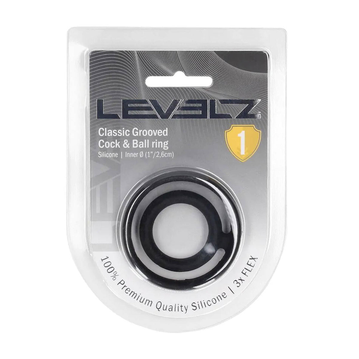 1-Pierścień erekcyjny podwójny silikonowy rowkowany Levelz czarny-1
