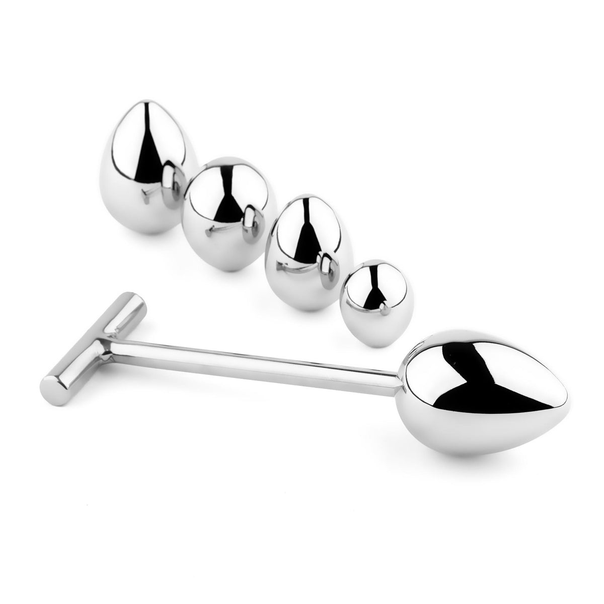 1-Korek analny stalowy nierdzewny HeavyFun z 5 końcówkami 16.5 cm-1