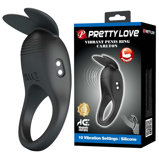 1-Pierścień wibrujący Pretty Love Carlton z uszkami króliczka silikonowy-1