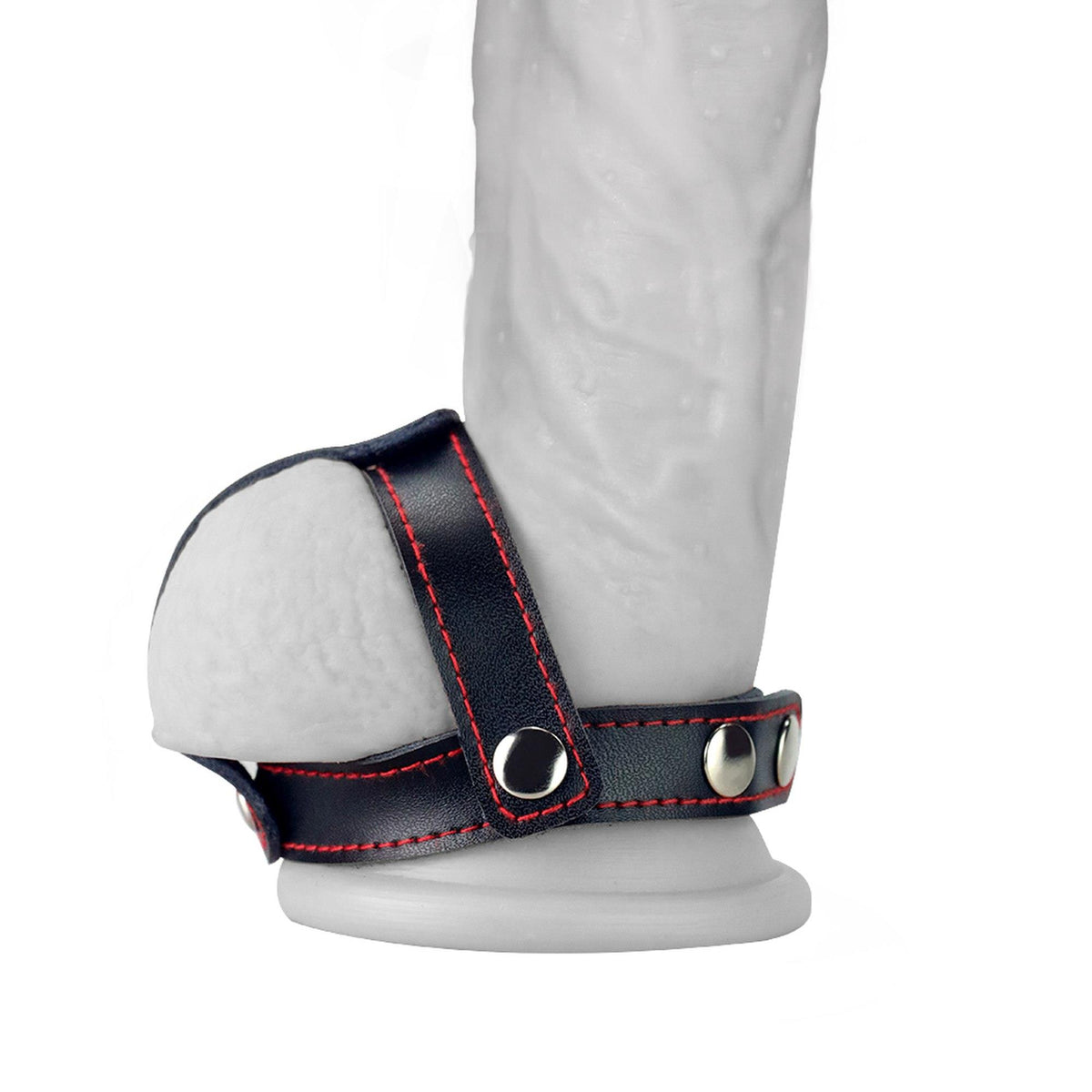 2-Bondage Fetish TStyle Leather Cockring With Ball Divider-2